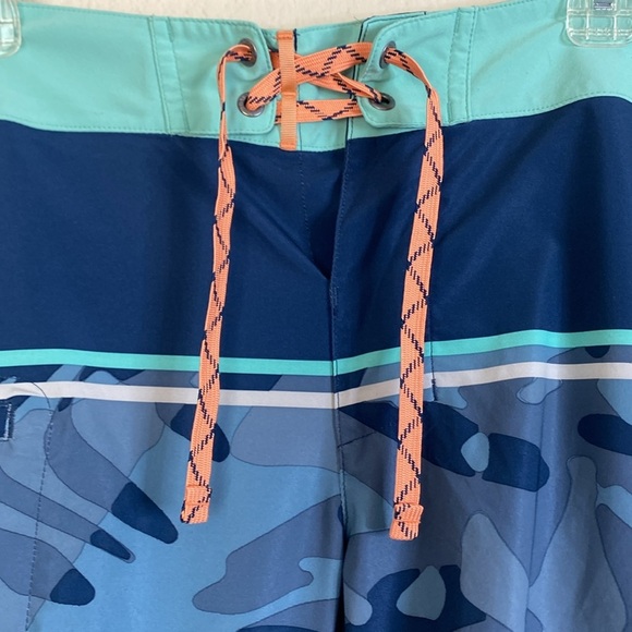 Patagonia Plane stretch Blue and Orange Board Shorts Quick-Dry Swimwear - Picture 4 of 8